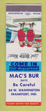 Matchbook Cover - Mac's Bur Frankfort IN