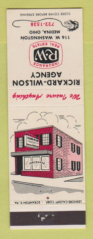 Matchbook Cover - Rickard Wilson Insurance Real Estate Medina OH