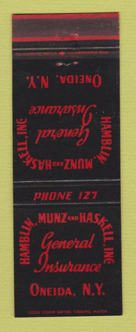 Matchbook Cover - Hamblin Munz Haskell Insurance Oneida NY