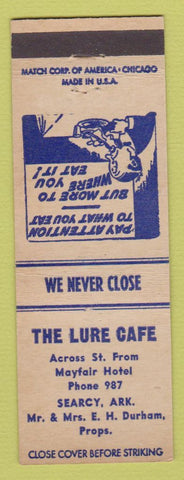 Matchbook Cover - Lure Cafe Searcy AR low phone #