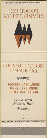 Matchbook Cover - Grand Teton Lodge Jackson Lake WY