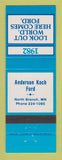 Matchbook Cover - 1982 Ford Anderson Koch North Branch MN