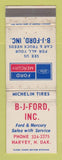 Matchbook Cover - BJ Ford Mercury Harvey ND WORN