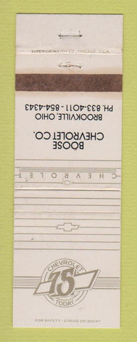Matchbook Cover - Boose Chevrolet Brookville OH WORN