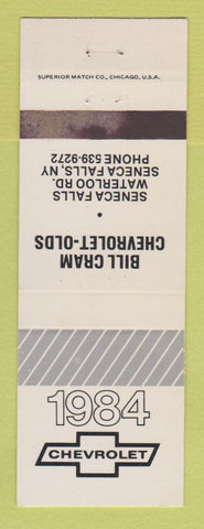 Matchbook Cover - 1984 Chevrolet Bill Cram Oldsmobile Seneca Falls NY WEAR