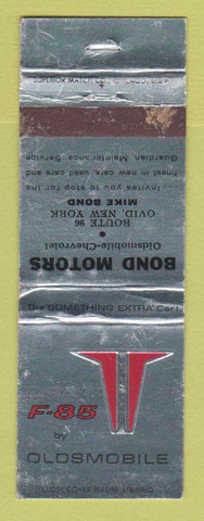 Matchbook Cover - Oldsmobile F-85 Bond Motors Ovid NY WORN