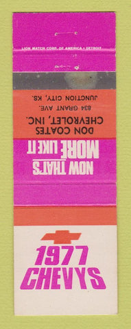 Matchbook Cover - 1977 Chevrolet Don Coates Junction City KS WEAR