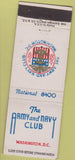 Matchbook Cover - The Army  and  Navy Club Washington DC