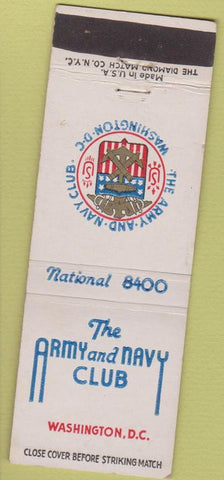 Matchbook Cover - The Army  and  Navy Club Washington DC