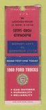 Matchbook Cover - 1960 Ford Trucks McDonald Dover Foxcroft ME BOBTAIL