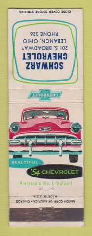 Matchbook Cover - 1954 Chevrolet Schwarz Lebanon OH WEAR
