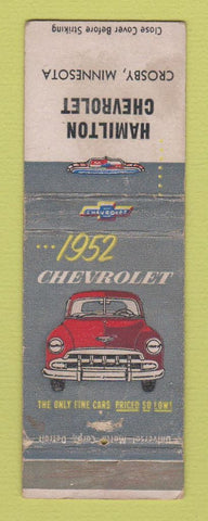 Matchbook Cover - 1952 Chevrolet Hamilton Crosby MN WORN