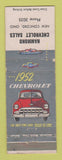 Matchbook Cover - 1952 Chevrolet Hammond New Concord OH WEAR