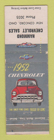 Matchbook Cover - 1952 Chevrolet Hammond New Concord OH WEAR