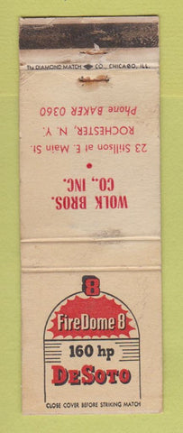 Matchbook Cover - Desoto Fire Dome 8 Wolk Bros Rochester NY WORN