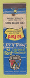 Matchbook Cover - 1953 Ford Cass Motors Plainfield IN WORN