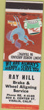 Matchbook Cover - Ray Hill Brake  and  Alignment Visalia CA