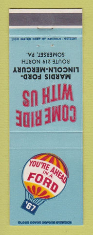 Matchbook Cover - 1967 Ford Mardis Lincoln Mercury Somerset PA