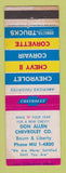Matchbook Cover - 1963 Chevrolet Don Allen Pittsburgh PA WEAR