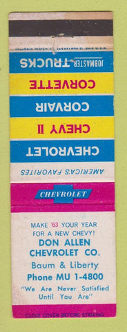 Matchbook Cover - 1963 Chevrolet Don Allen Pittsburgh PA WEAR
