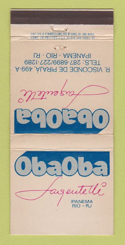 Matchbook Cover - Obaoba Fageutelli Rio Di Janeiro Brazil 30 Strike
