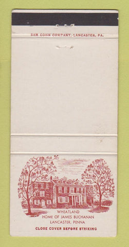 Matchbook Cover - Wheatland Home of James Buchanan Lancaster PA 30 Strike