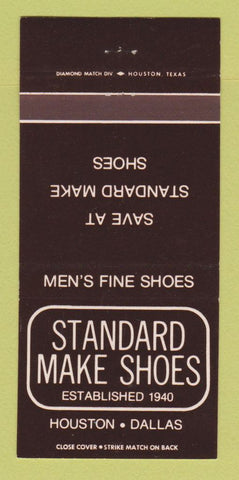 Matchbook Cover - Standard Make Shoes Houston Dallas TX 30 Strike