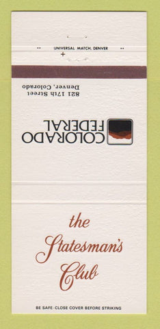 Matchbook Cover - Colorado Federal Statesman's Club Denver 30 Strike
