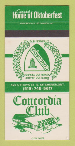 Matchbook Cover - Concordia Club Kitchener ON SAMPLE 30 Strike