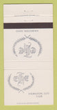 Matchbook Cover - Hamilton City Club OH 30 Strike