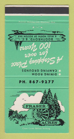 Matchbook Cover - Fraser Acres Camping Boothroyd BC 30 Strike