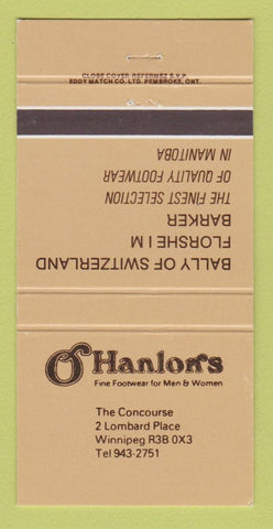 Matchbook Cover - O Hanlon's Shoes Winnipeg MB 30 Strike