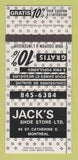 Matchbook Cover - Jack's Shoe Store Montreal QC 30 Strike