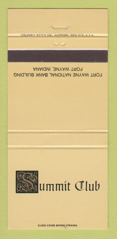 Matchbook Cover - Summit Club Fort Wayne IN 30 Strike