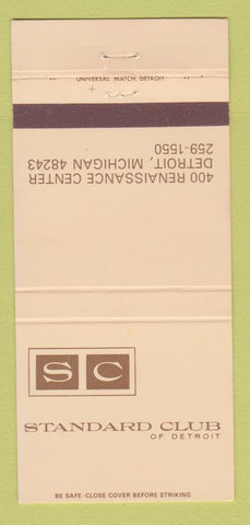 Matchbook Cover - Standard Club of Detroit MI 30 Strike