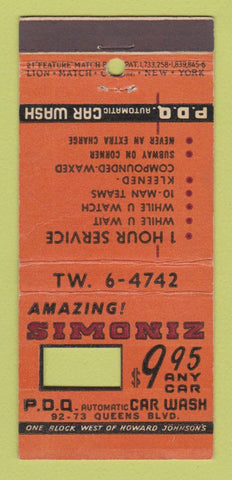Matchbook Cover - Simoniz Auto Polish New York City? 21 Strike Feature