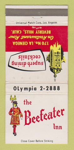 Matchbook Cover - Beefeater Inn Beverly Hills CA WEAR 30 Strike