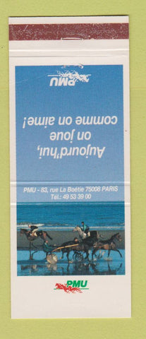 Matchbook Cover - PMU Horse Harness Racing? Paris France