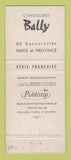 Matchbook Cover - Bally Shoes Paris France WEAR