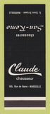 Matchbook Cover - Claude Shoes Marseille France SAMPLE #1