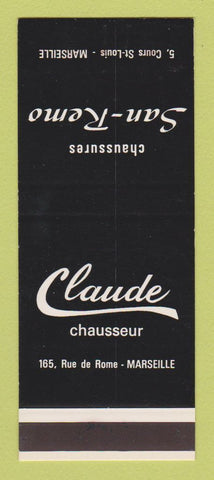 Matchbook Cover - Claude Shoes Marseille France SAMPLE #1