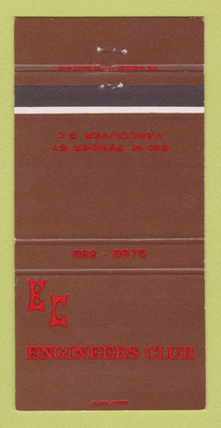 Matchbook Cover - Engineers Club Vancouver BC 30 Strike
