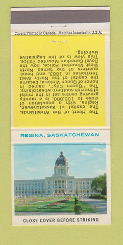 Matchbook Cover - Regina Saskatchewan SK 30 Strike