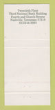 Matchbook Cover - Nashville City Club TN 30 Strike