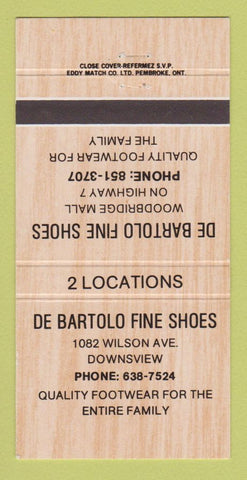 Matchbook Cover - De Bartolo Fine Shoes Downsview ON Woodbridge 30 Strike
