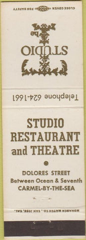 Matchbook Cover - Studio Restaurant Carmel by the Sea CA