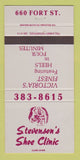 Matchbook Cover - Stevenson's Shoe Clinic Victoria BC 30 Strike