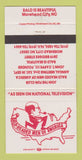 Matchbook Cover - Bald Head Men of America Club Morehead City NC 30 Strike