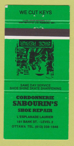 Matchbook Cover - Cordonnerie Sabourin's Shoe Repair Ottawa ON WEAR 30 Strike
