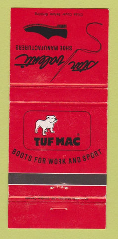 Matchbook Cover - Star Valenti Shoes Tuf Mac Boots Canada 30 Strike